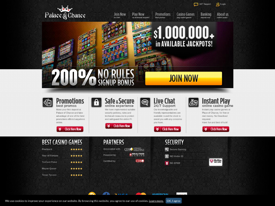 Site officiel du casino Palace of Chance
