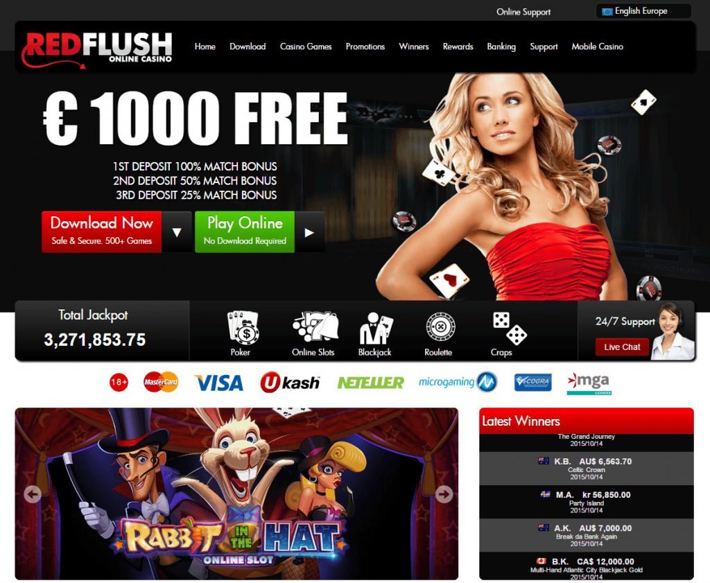 Översikt över den officiella webbplatsen för Red Flush